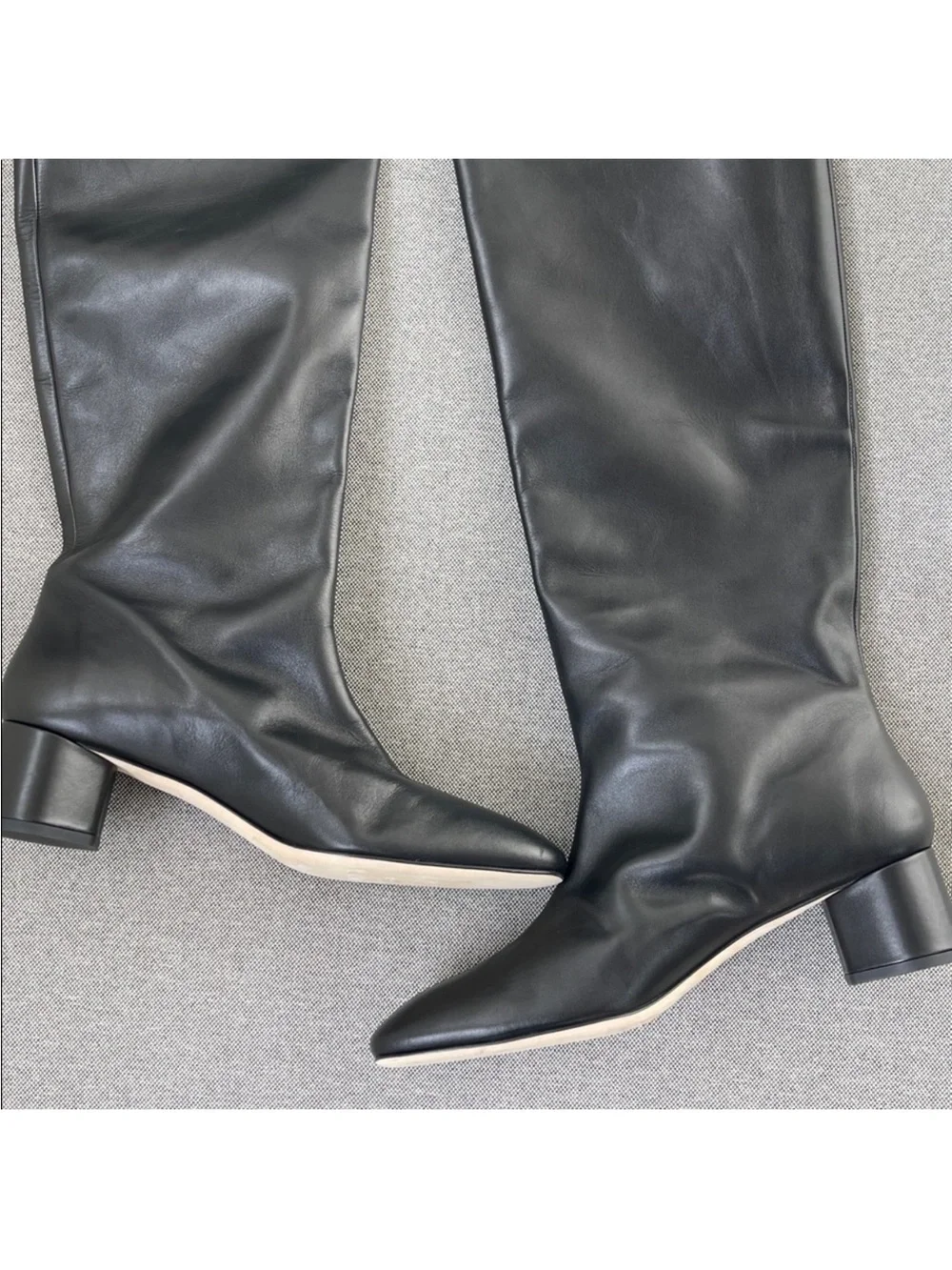 Aeyde Willa Knee High Leather Boots Black Pull On OTK Size 41